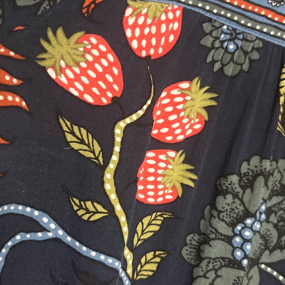 LOFT Navy Floral Henley Tunic with Floral and Strawberry Print - Picture 6 of 10